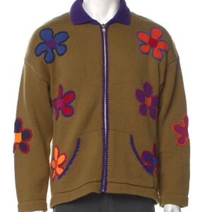 UNIF Floral Print Collar Cardigan Floral Patterned Zip-Up Sweater. Size M.